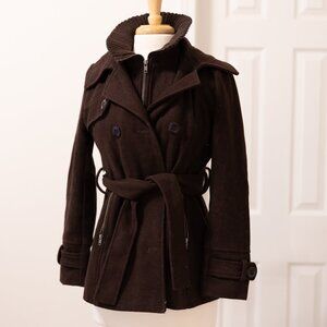 EUC Ci Sono by Cavalini Brown Wool Turtleneck Pea Coat SM